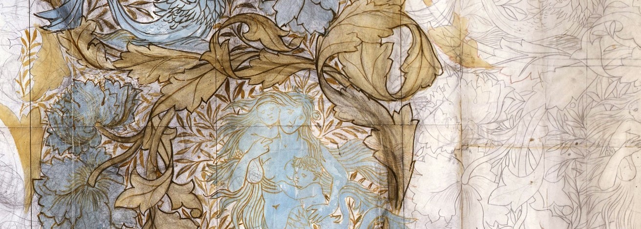 Unfinished design for Mermaid by William Morris