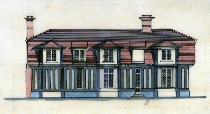 Architectural drawing of south elevation of Mill Hey