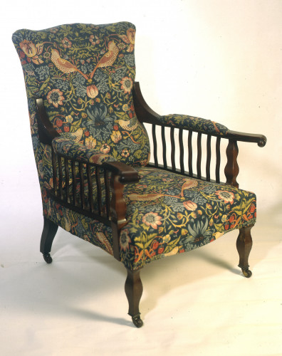 wooden and fabric armchair