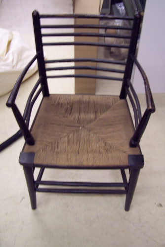 Rush-seated armchair
