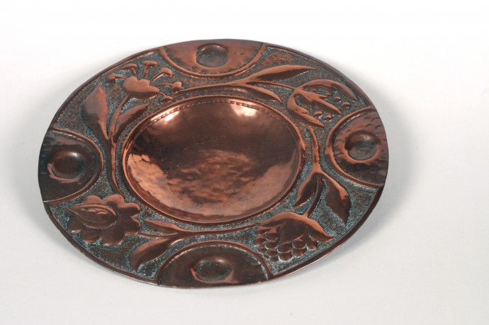 copper repoussé ashtray