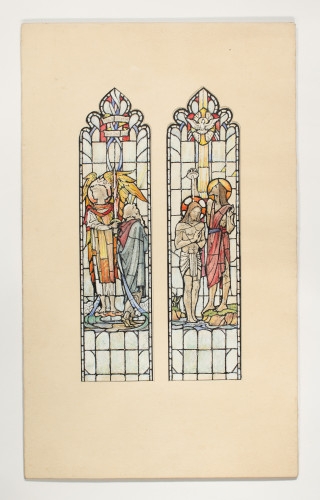 Design for a two-light stained glass window