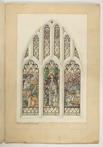 Design for three-light stained glass window