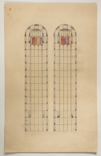 Design for two stained glass windows of plain glazing.