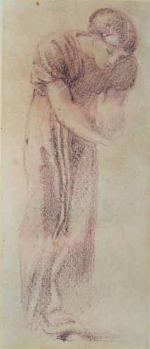 Chalk drawing of a woman leaning forward