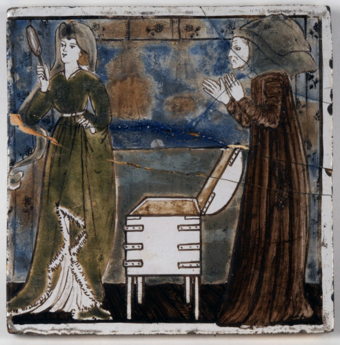 Tile showing two women