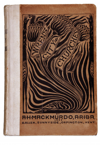 A brown card book cover featuring a swirling design of stylized birds and flower heads