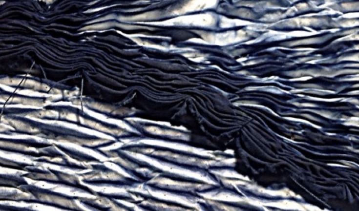 Close up on indigo dyed fabric