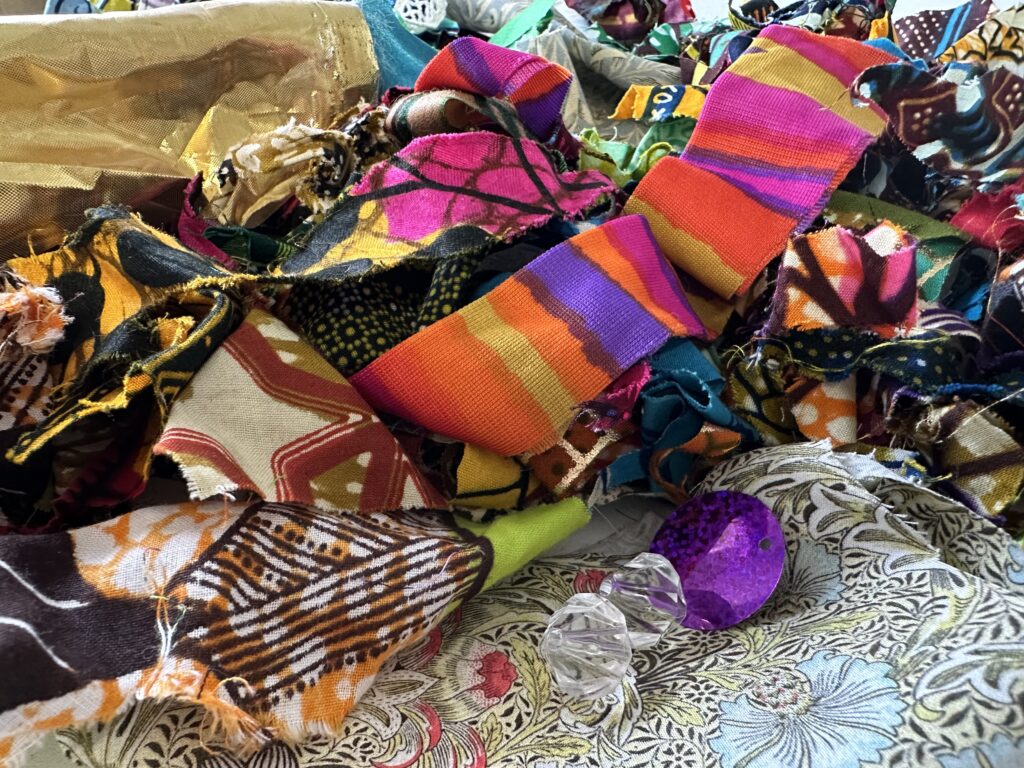 Scraps of material for decorating